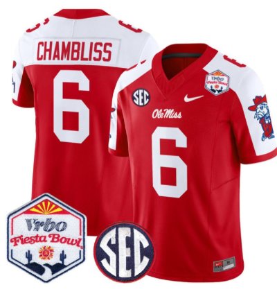 Trinidad Chambliss 6 Ole Miss Rebels Football Jersey 2026 Fiesta Bow Vapor Patch All Stitched