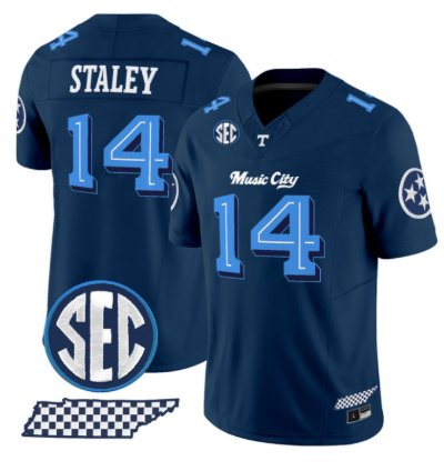 Braylon Staley Jersey 14 Tennessee Vols Music City Edition Stitched Navy