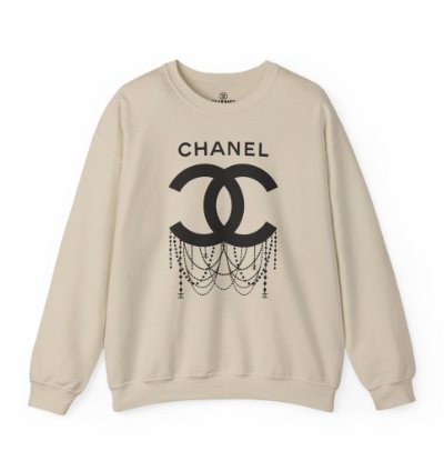 Chanel Logo Necklace Sand Sweatshirt - Size Usa