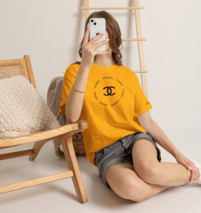 Chanel Logo Circle Gold T-shirt - Size Usa